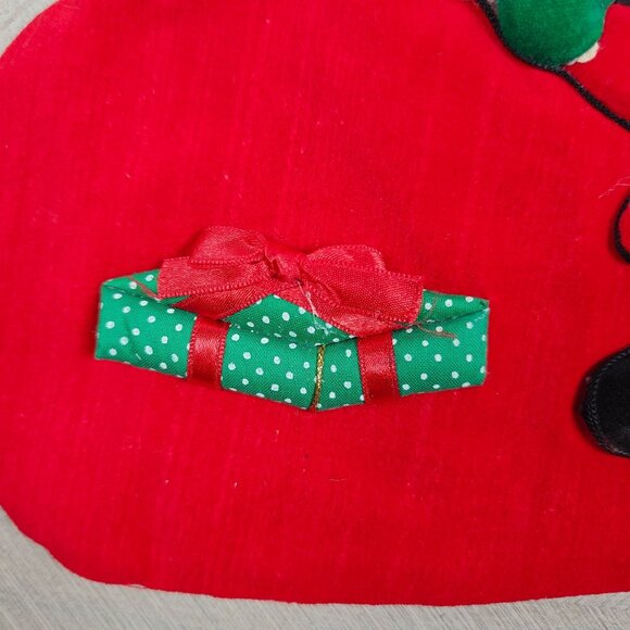 Vintage Handmade Christmas Stocking With Felt 3D Santa Design - Picture 2 of 6